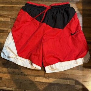 Nike Athletic Color Block Swim Trunks Shorts Red Black Kids Size S